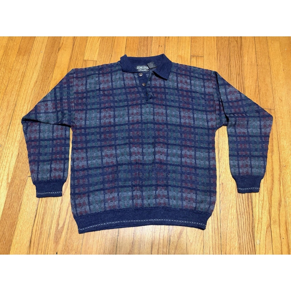 Cortina Italia Sweater, Men's L Wool Blend, Pullover Grandpa 90s